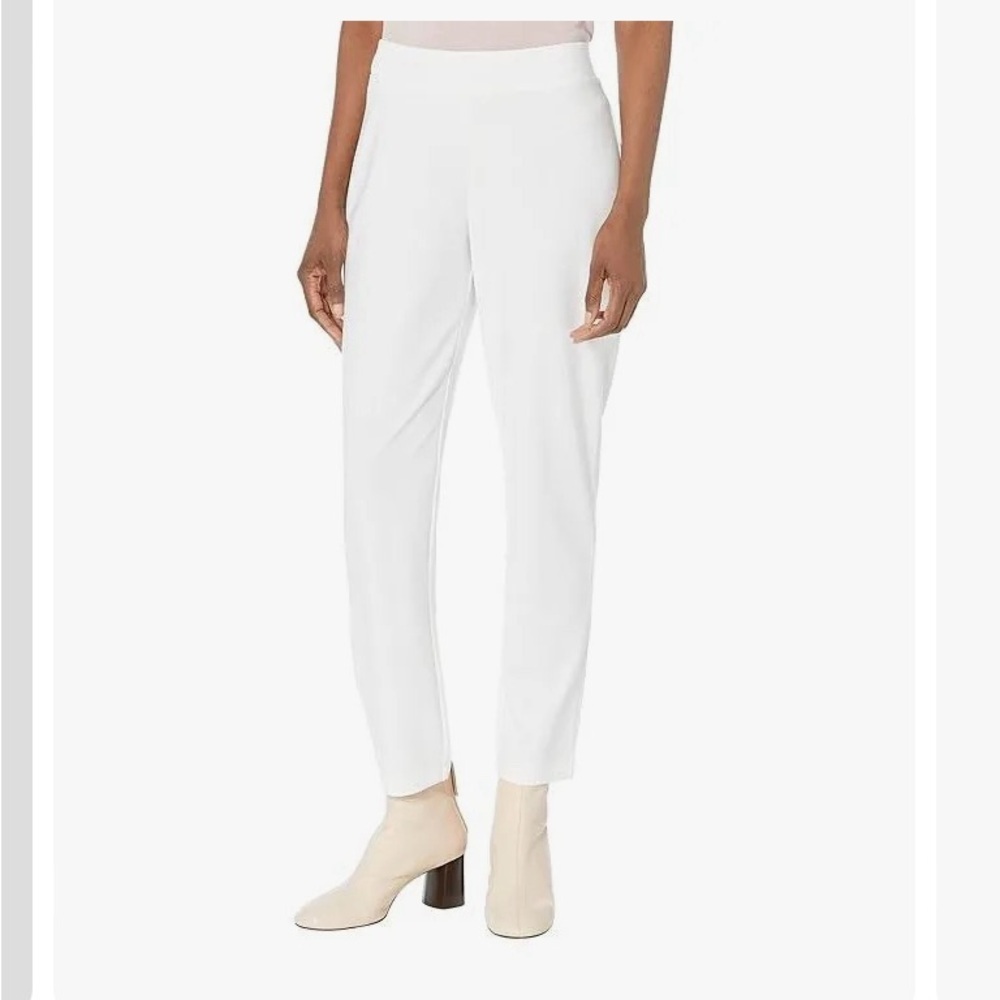 NWT $198 Eileen Fisher White Stretch Organic Cotton Slim Ankle Zip Pant 3X